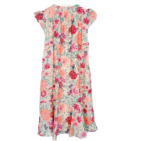 LOFT Floral Flutter Flounce Dress in Pink Champagne Size Small S EUC - Picture 9 of 11